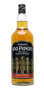 A bottle of  100 Pipers Blended Whisky 