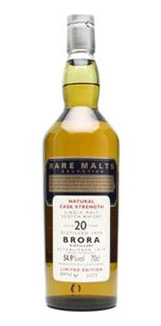 A bottle of Brora 20 Year Old Single Malt Whisky