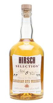 A bottle of Hirsch 8 Year Old Canadian Rye Whisky