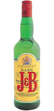 A bottle of J & B Rare Blended Scotch Whisky
