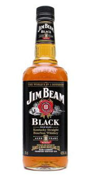 A bottle of Jim Beam Black Label Whisky