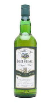 A bottle of Magilligan Pot Still Irish Whisky  