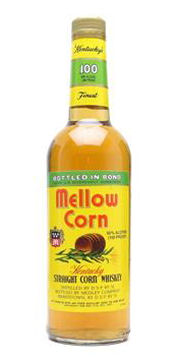 A bottle of Mellow Straight Corn Whisky