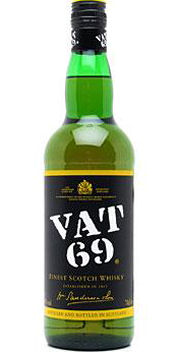 A bottle of Vat 69 Blended Whisky