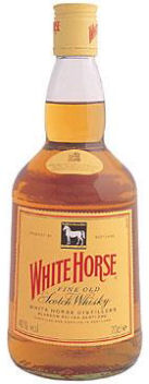 A bottle of White Horse Blended Whisky 